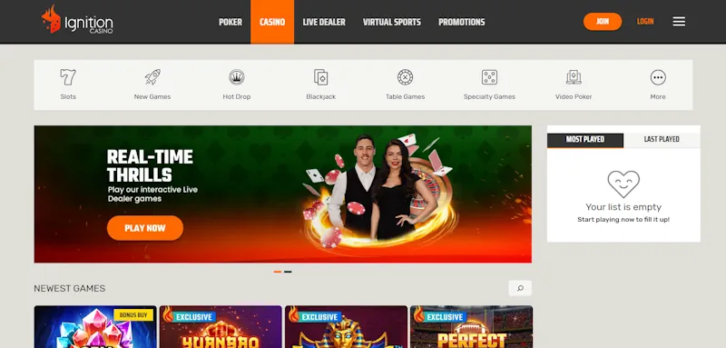 Ignition Casino screenshot