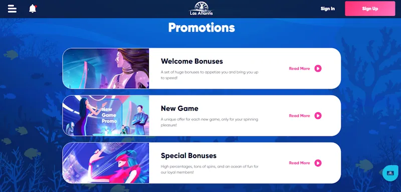 Las Atlantis Casino Ongoing Offers screenshot