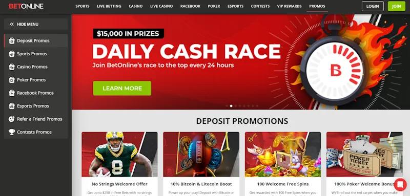 BetOnline Casino Ongoing Offers screenshot