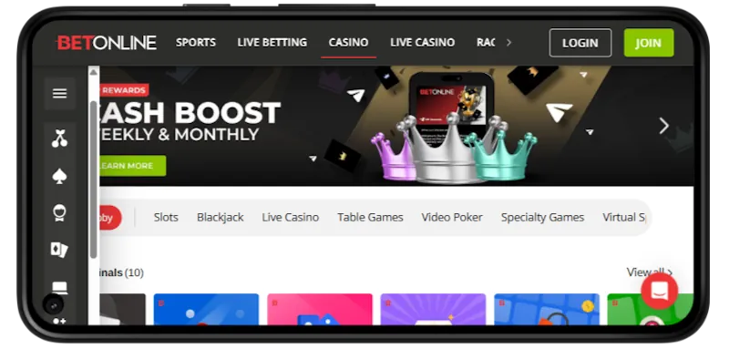 BetOnline Casino Mobile Play screenshot