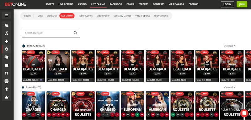 BetOnline Casino Live screenshot