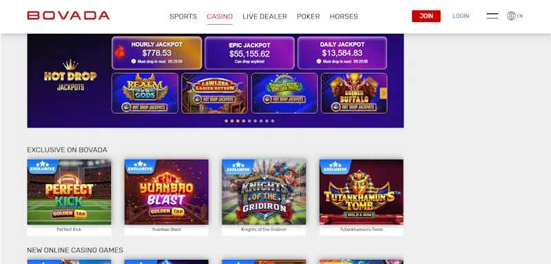 Bovada Casino screenshot