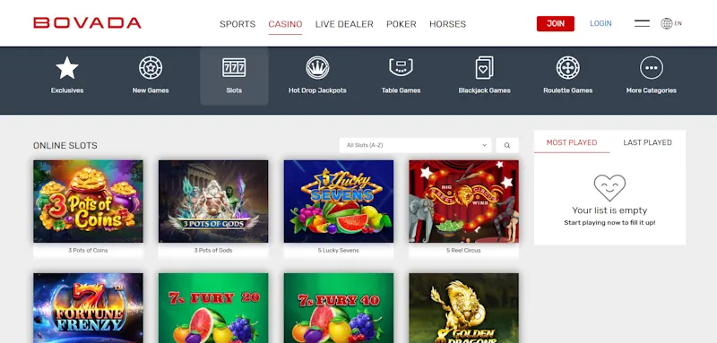 bovada Casino Slots screenshot