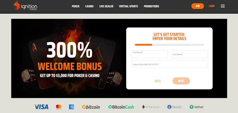 Ignition Casino Welcome Bonus screenshot