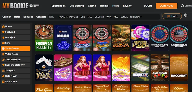 MyBookie Casino Table screenshot