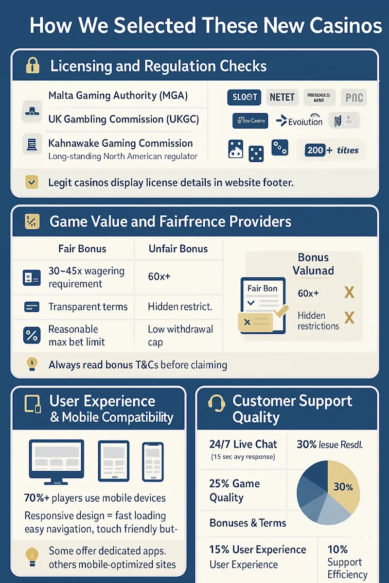 How We Selected These New Casinos infographic