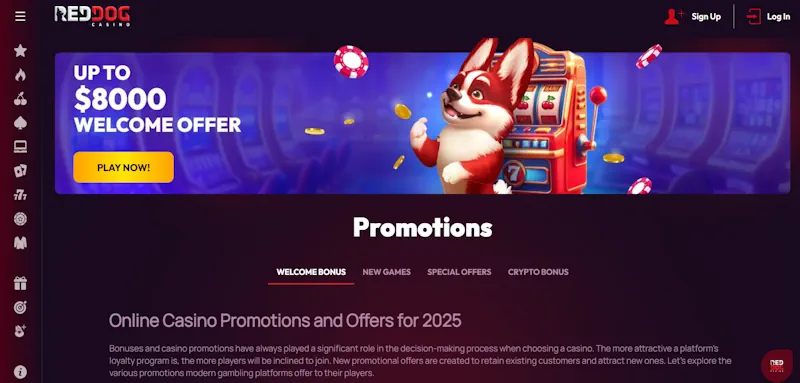 Red Dog Casino Welcome Bonus screenshot