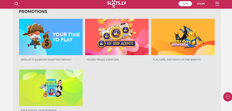 Slots.lv Casino Ongoing Offers screenshot