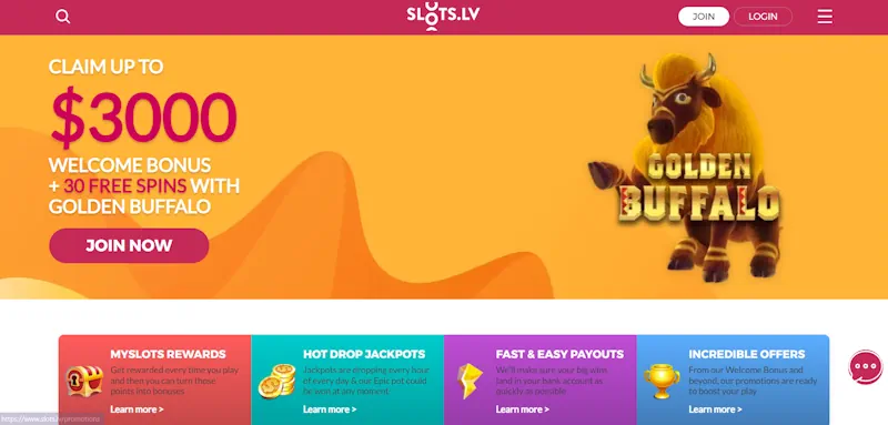 Slots.lv Casino Welcome Bonus screenshot