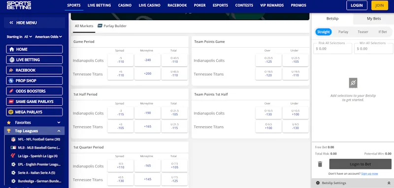 SportsBetting.ag Features screenshot