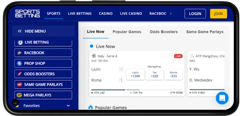 SportsBetting.ag Mobile Betting screenshot
