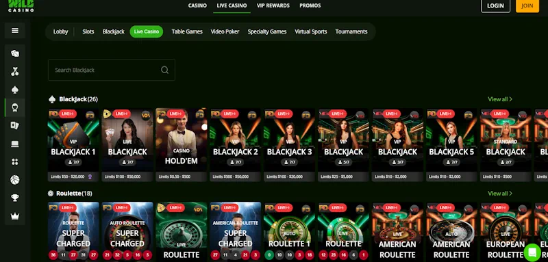 Wild Casino Live screenshot