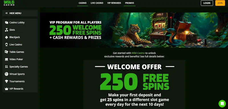 Wild Casino  Welcome Bonus screenshot