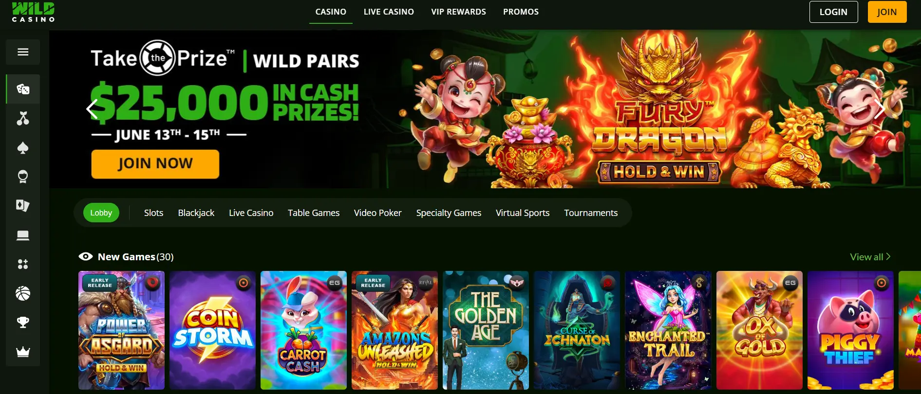 Wild Casino HomePage
